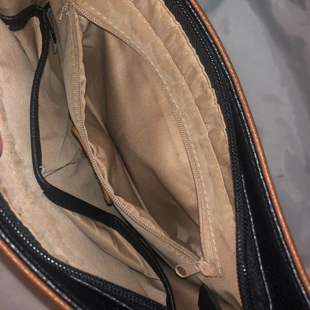 Nine West Brown and Black Pebbled Leather crossbody Messenger